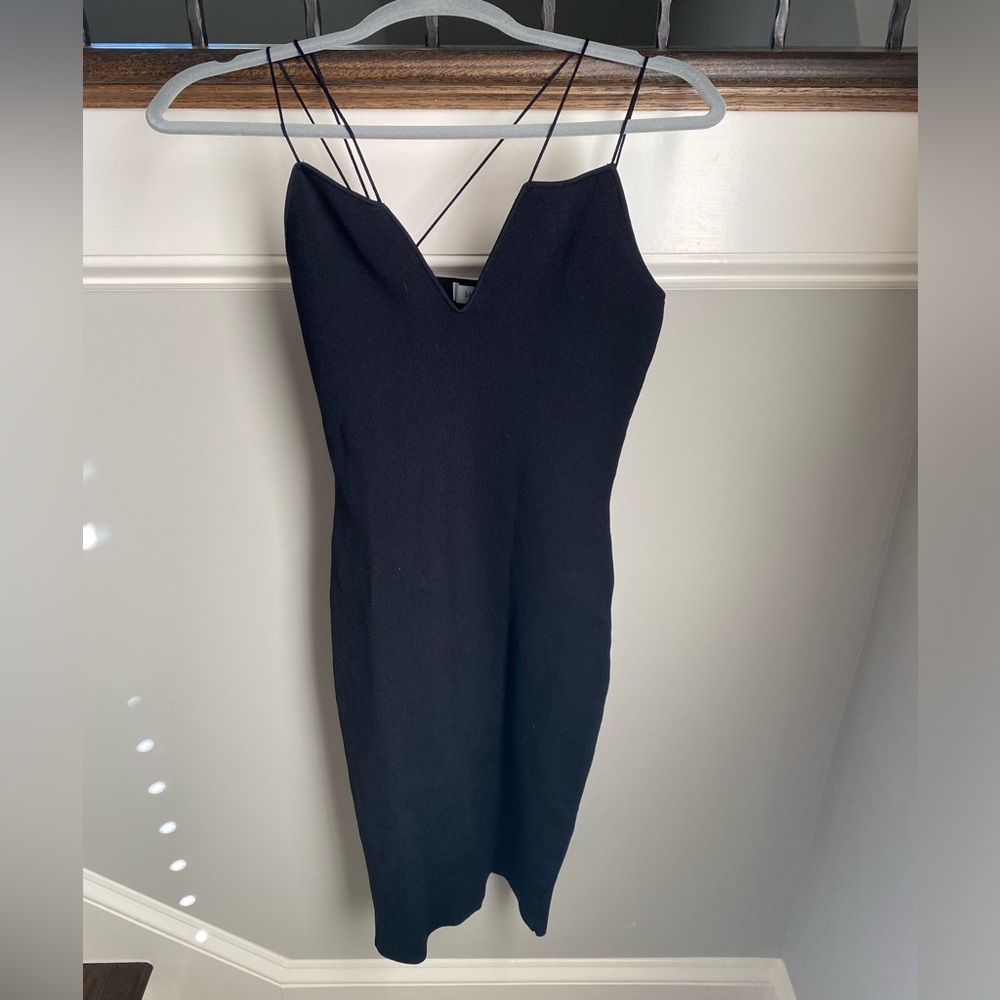 Bishop and Young little black dress with asymmetrical straps